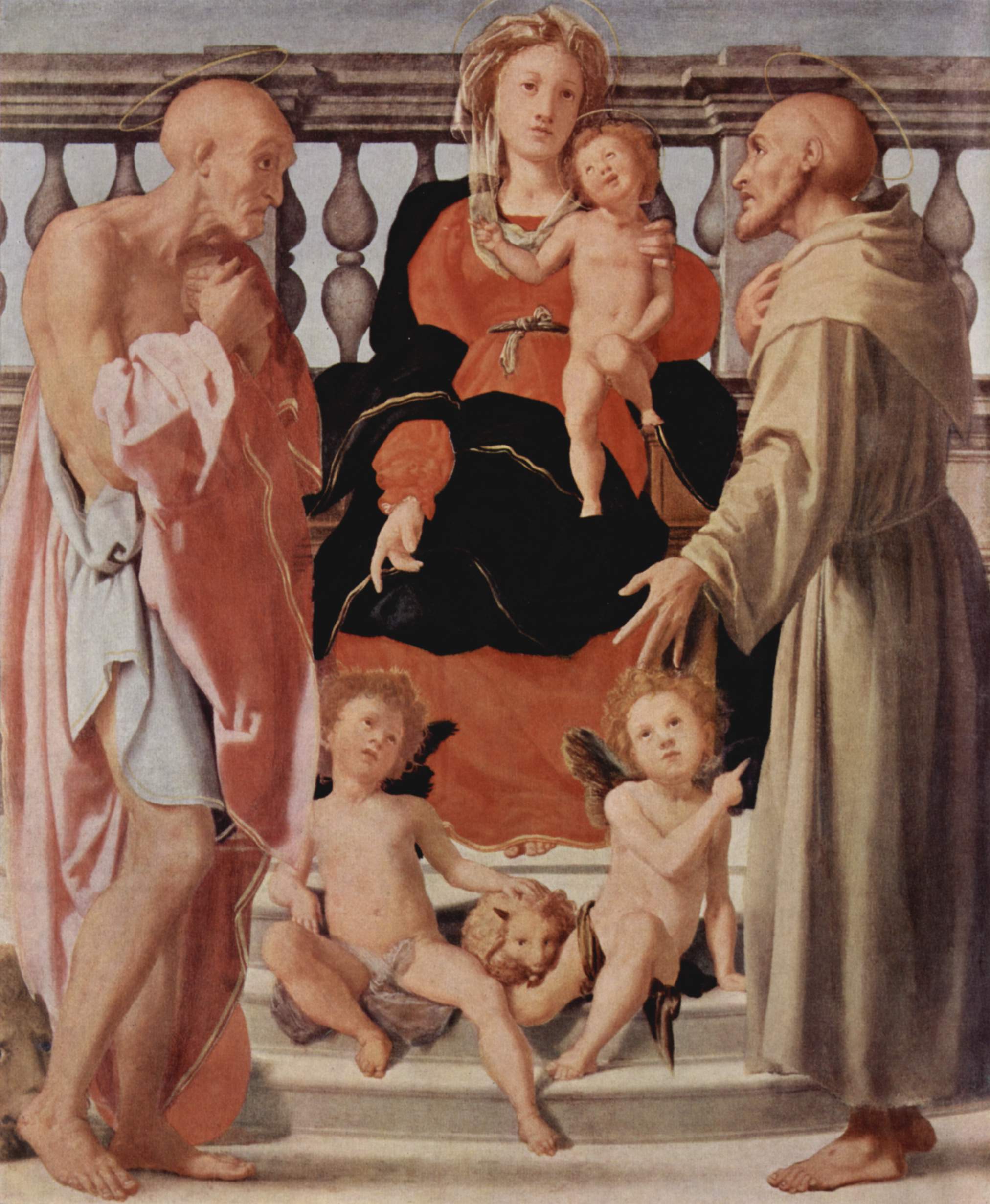 Madonna with St Francis and St Jerome Jacopo Pontormo 作品高清大图 麦田艺术