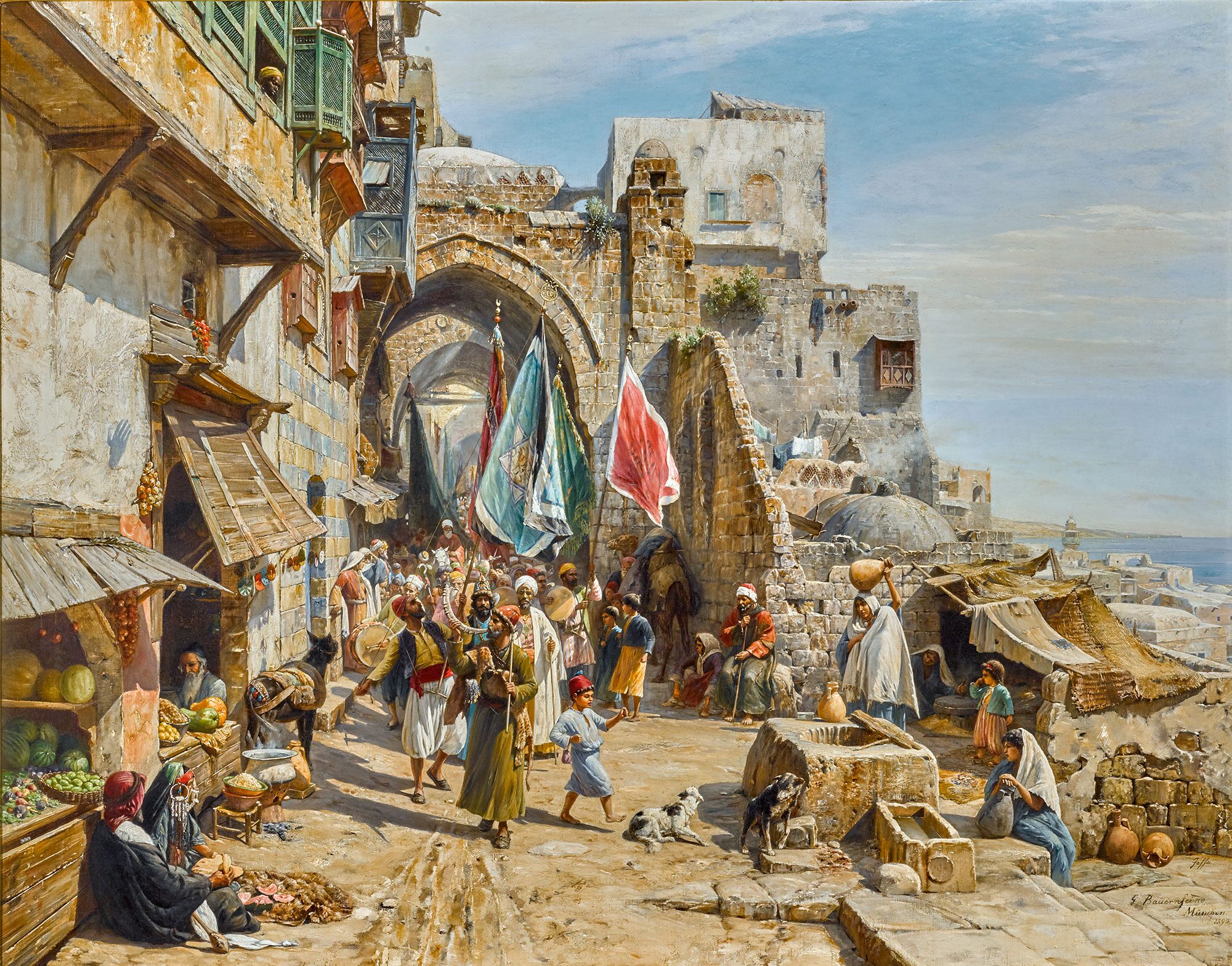 Procession in Jaffa Gustav Bauernfeind 作品高清大图 麦田艺术