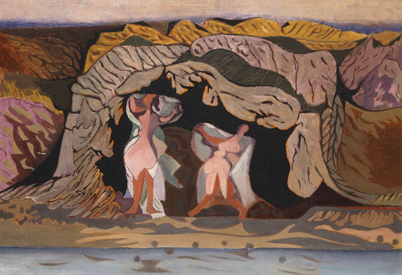 Cubism Bathing Bathing in the cave - Nikos Hadjikyriakos-Ghikas 作品高清图 - 麦田艺术