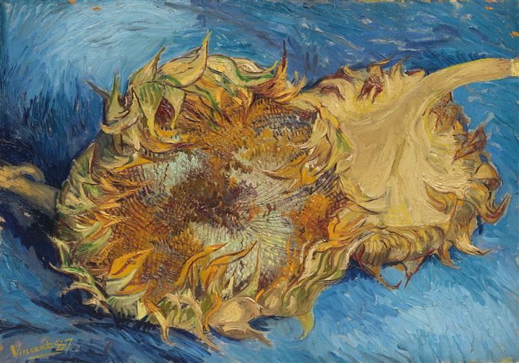 still life with two sunflowers 梵高油画作品