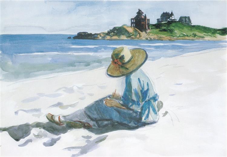 Jo Sketching at Good Harbour Beach, 1923 - 爱德华·霍普