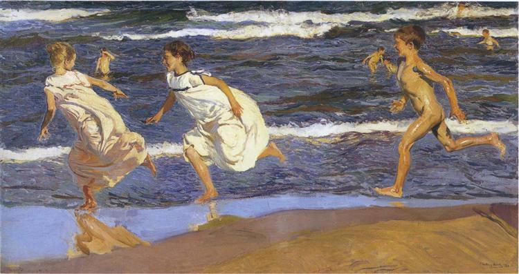 Running along the beach, 1908 - Joaquín Sorolla