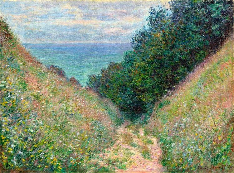 path at la cavee, pourville 莫奈油画作品,无水印高清大图 - 麦田