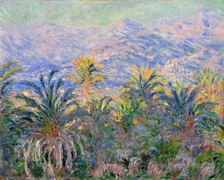 palm trees at bordighera 莫奈油畫作品,無水印高清大圖 - 麥田藝術