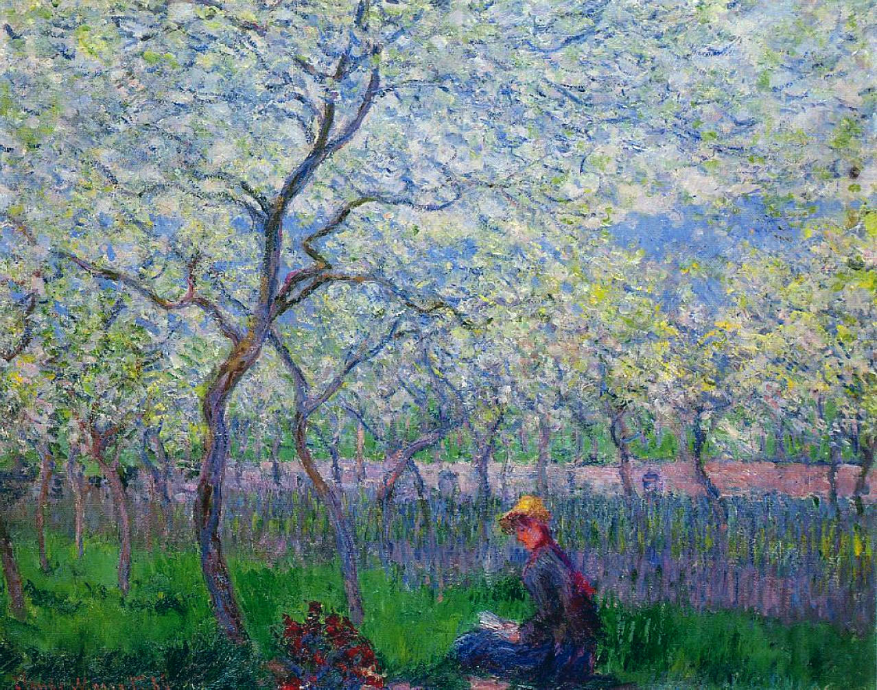 An Orchard in Spring 莫奈油画作品,无水印高清大图- 麦田艺术