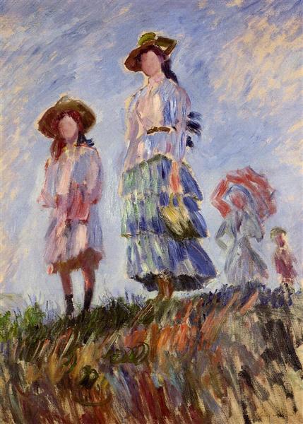 the promenade (study) 莫奈油画作品,无水印高清大图 - 麦田艺术