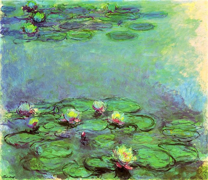 water lilies 莫奈油画作品,无水印高清大图 - 麦田艺术