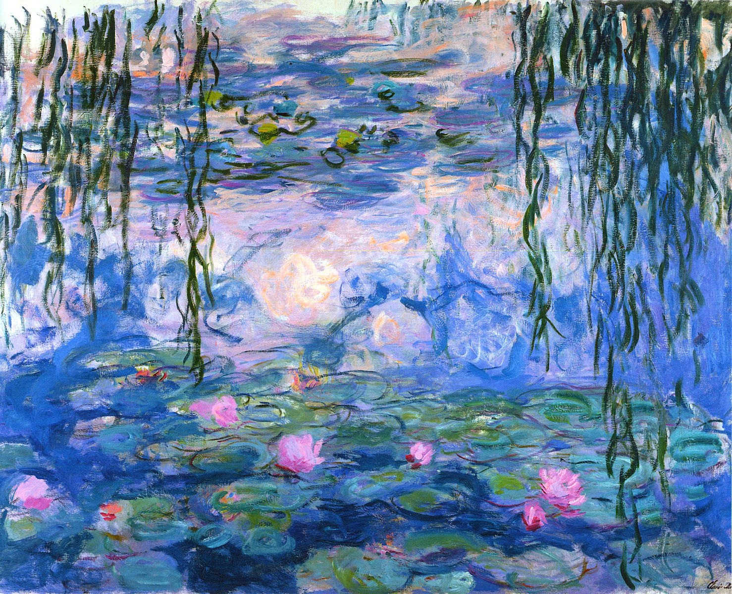 水蓮 油彩画 秦森康屯 油彩画