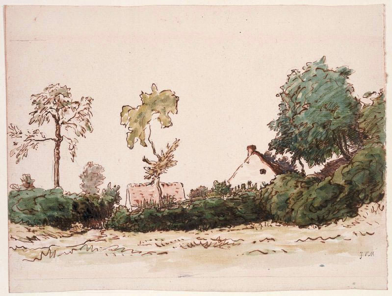 Farm near Vichy - 让·弗朗索瓦·米勒作品,无水印高清大图 - 麦田艺术