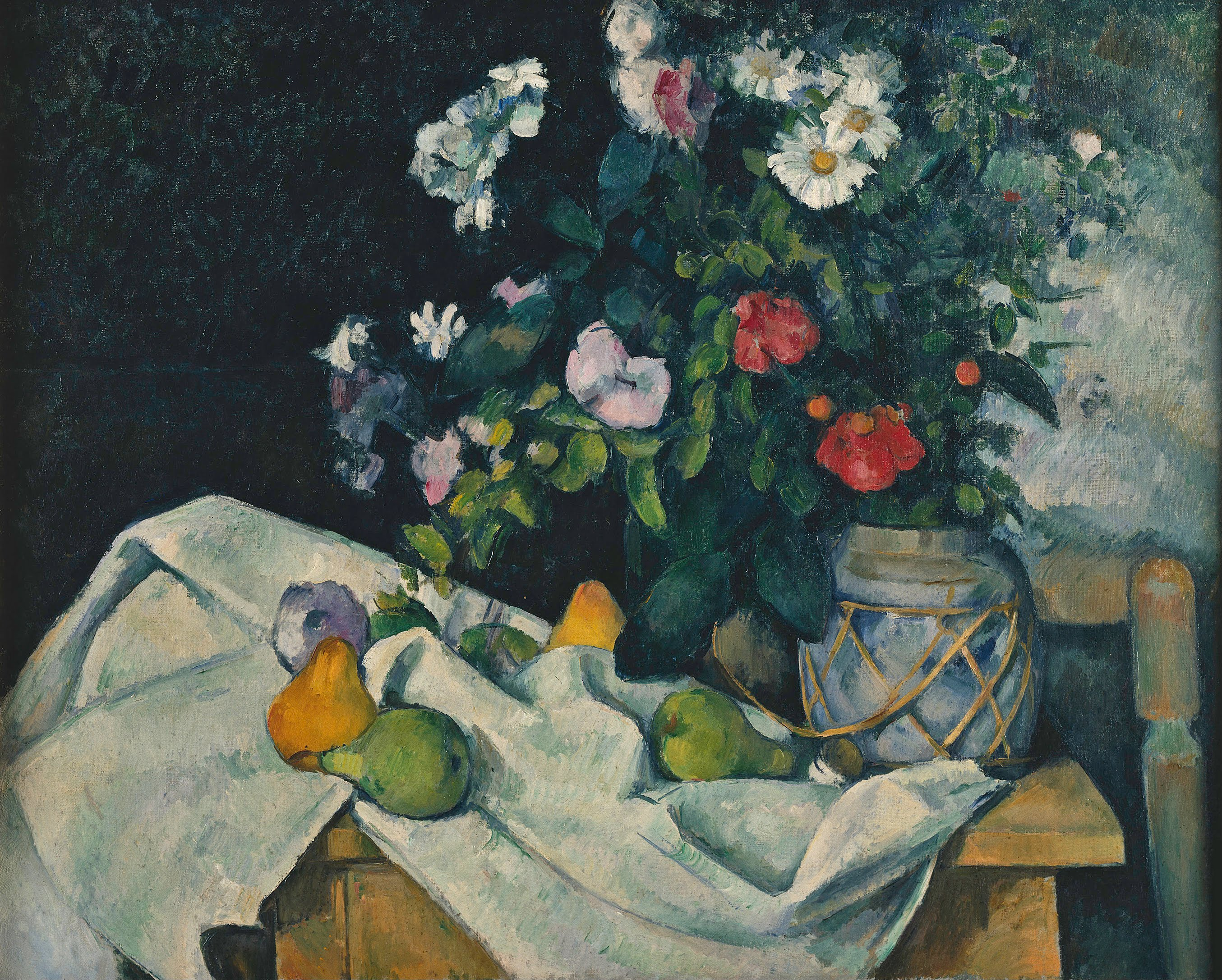Still Life with Flowers and Fruit - 保罗·塞尚作品,无水印高清大图