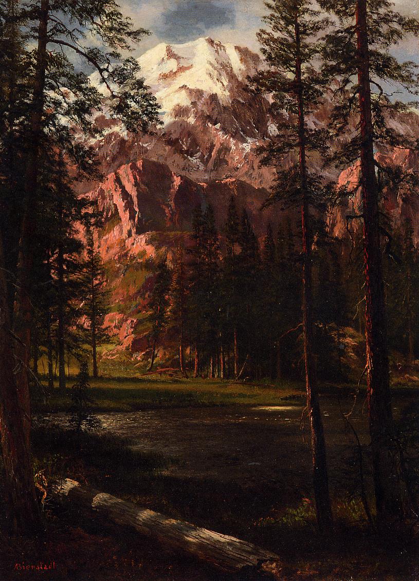 Mountain Lake - Albert Bierstadt油画作品,无水印高清大图- 麦田艺术