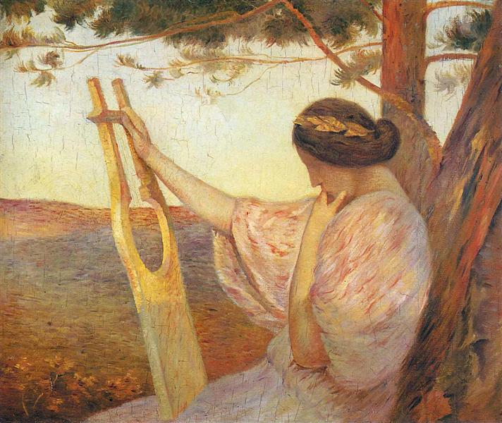 Lady with Lyre by Pine Trees, 1890 - Henri Martin