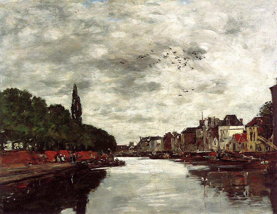Canal near Brussels - 欧仁·布丹作品,无水印高清大图 - 麦田艺术