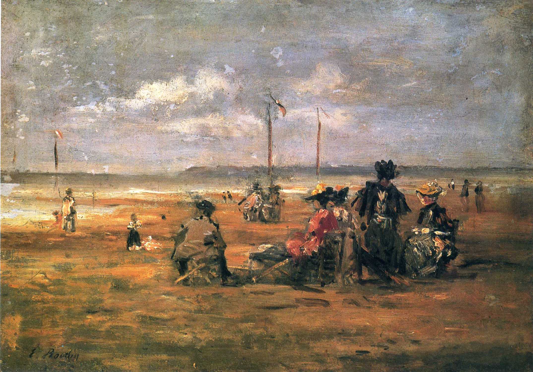 Beach Scene - 欧仁·布丹作品,无水印高清大图 - 麦田艺术