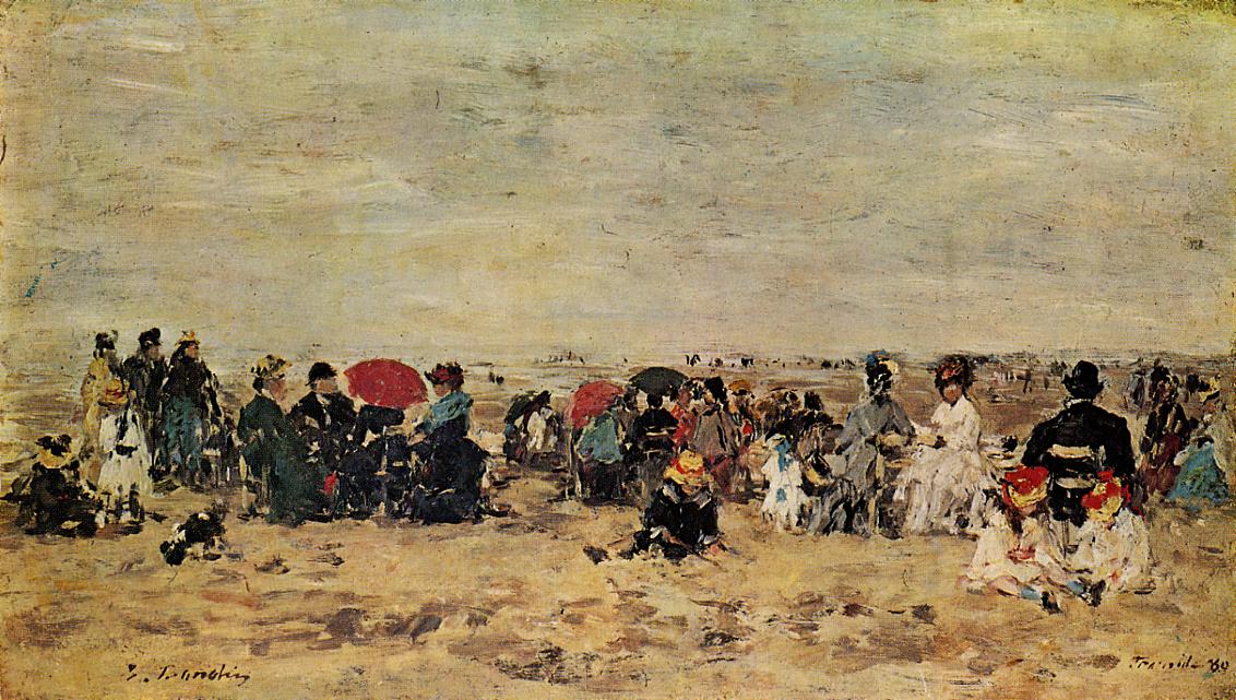 Beach scene - 欧仁·布丹作品,无水印高清大图 - 麦田艺术