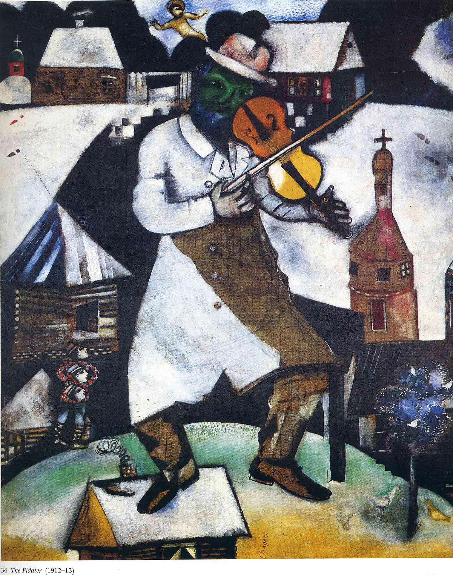 The Fiddler - 马克·夏加尔Marc Chagall作品,无水印高清大图- 麦田艺术