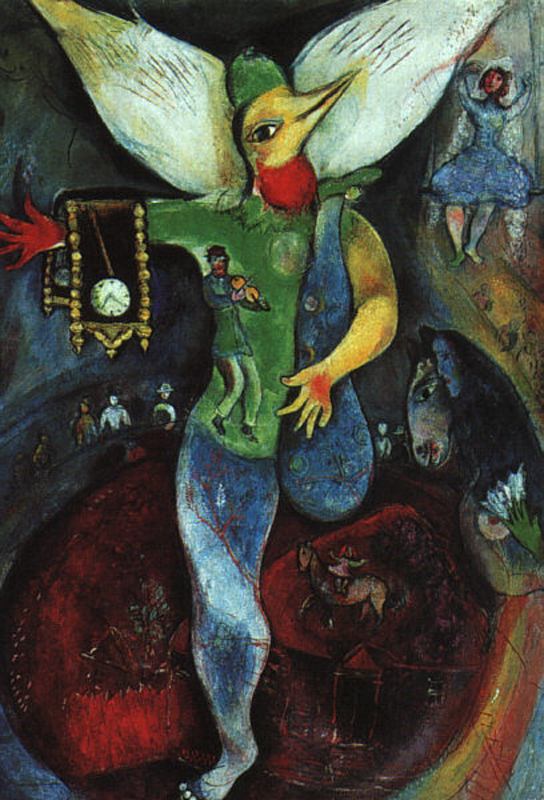 Chagall 抽象画 油彩作品 The Juggler - 马克·夏加尔Marc Chagall作品,无水印高清大图- 麦田艺术