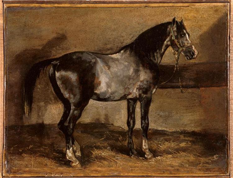 Gray horse rack - 西奥多·籍里柯Theodore Gericault作品,无水印高清大图 - 麦田艺术