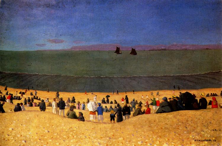 The Beach with Honfleur gold Beach with Multitude off figures, 1919 - Felix Vallotton