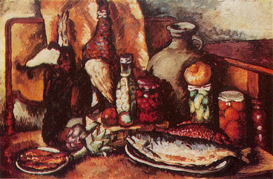 Game, fish, pickles (Still Life with pheasant) - Ilya Mashkov作品
