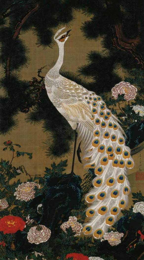 Old Pine Tree and Peacock - 伊藤若冲作品,无水印高清大图- 麦田艺术