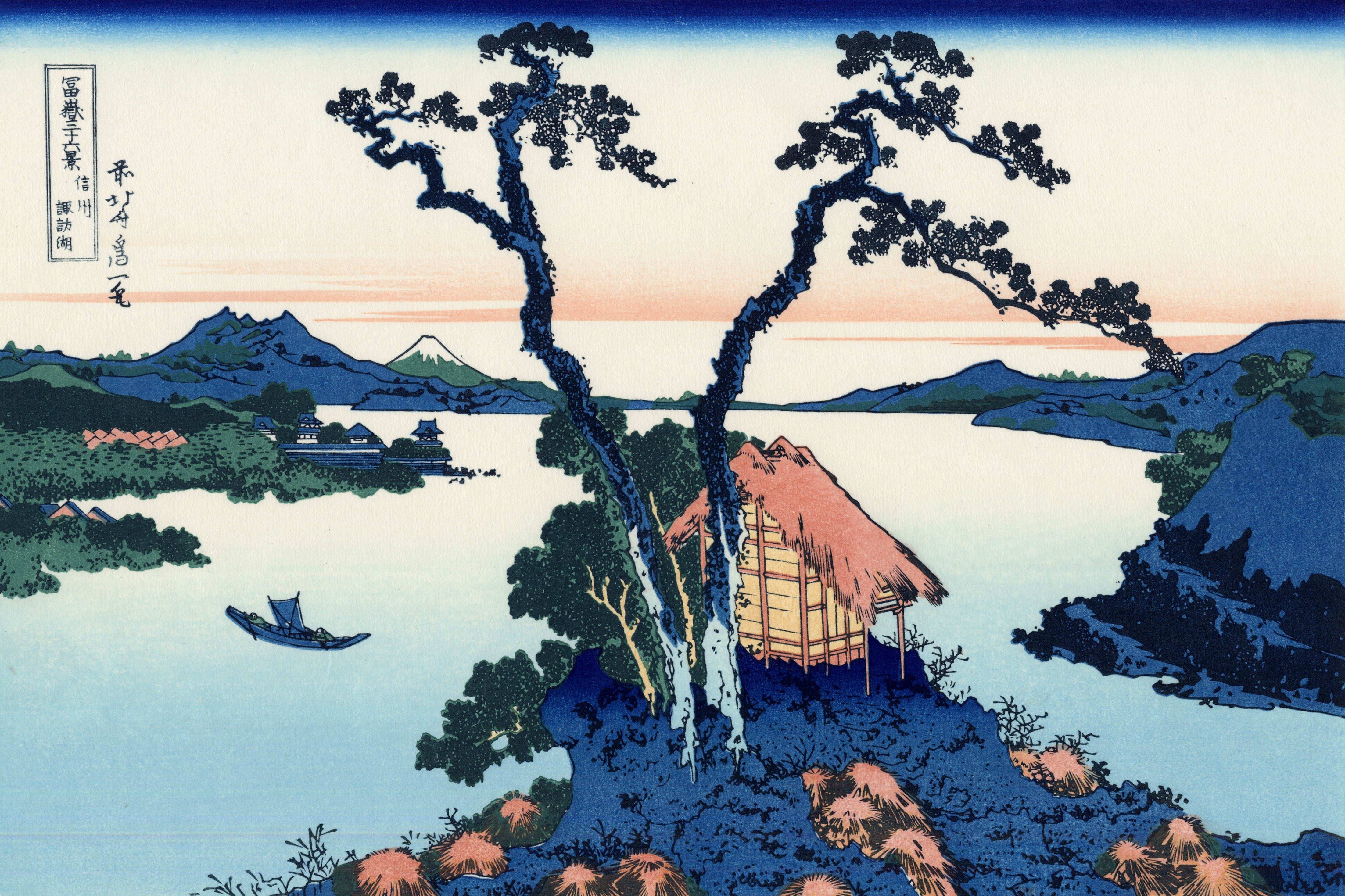 富岳三十六景：信州诹访湖- 葛饰北斋的浮世绘作品,无水印高清大图 