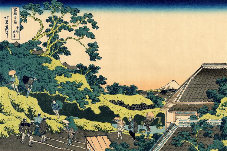 富岳三十六景:东都骏台 - 葛饰北斋的浮世绘作品,无水印高清大图