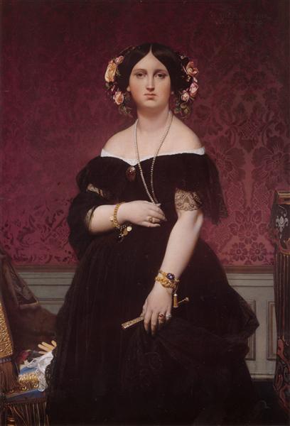 portrait of madame moitessier standing - 安格尔作品,无水印高清