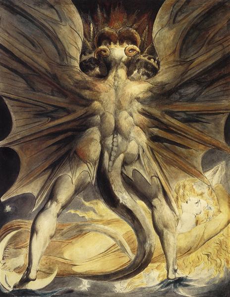 red dragon and the woman clothed with the sun - 威廉·布莱克作品