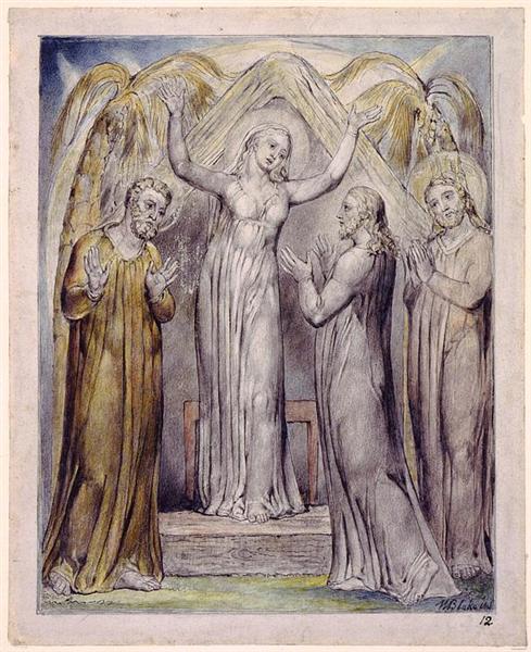 illustration to milton`s paradise regained - 威廉·布莱克作品,无