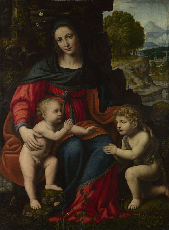 The Virgin and Child with Saint John - Bernardino Luini作品,无水印高清图 - 麦田艺术