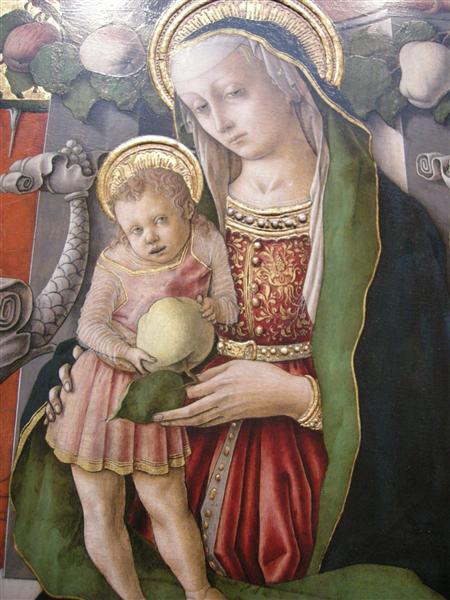 madonna enthroned with donor (detail) - carlo crivelli作品,无