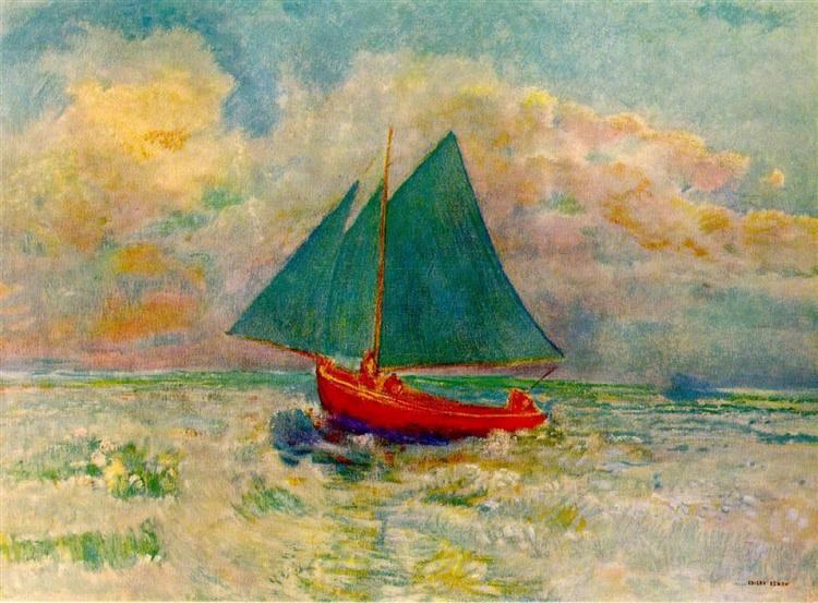 Red Boat with Blue Sails, c.1907 - Odilon Redon