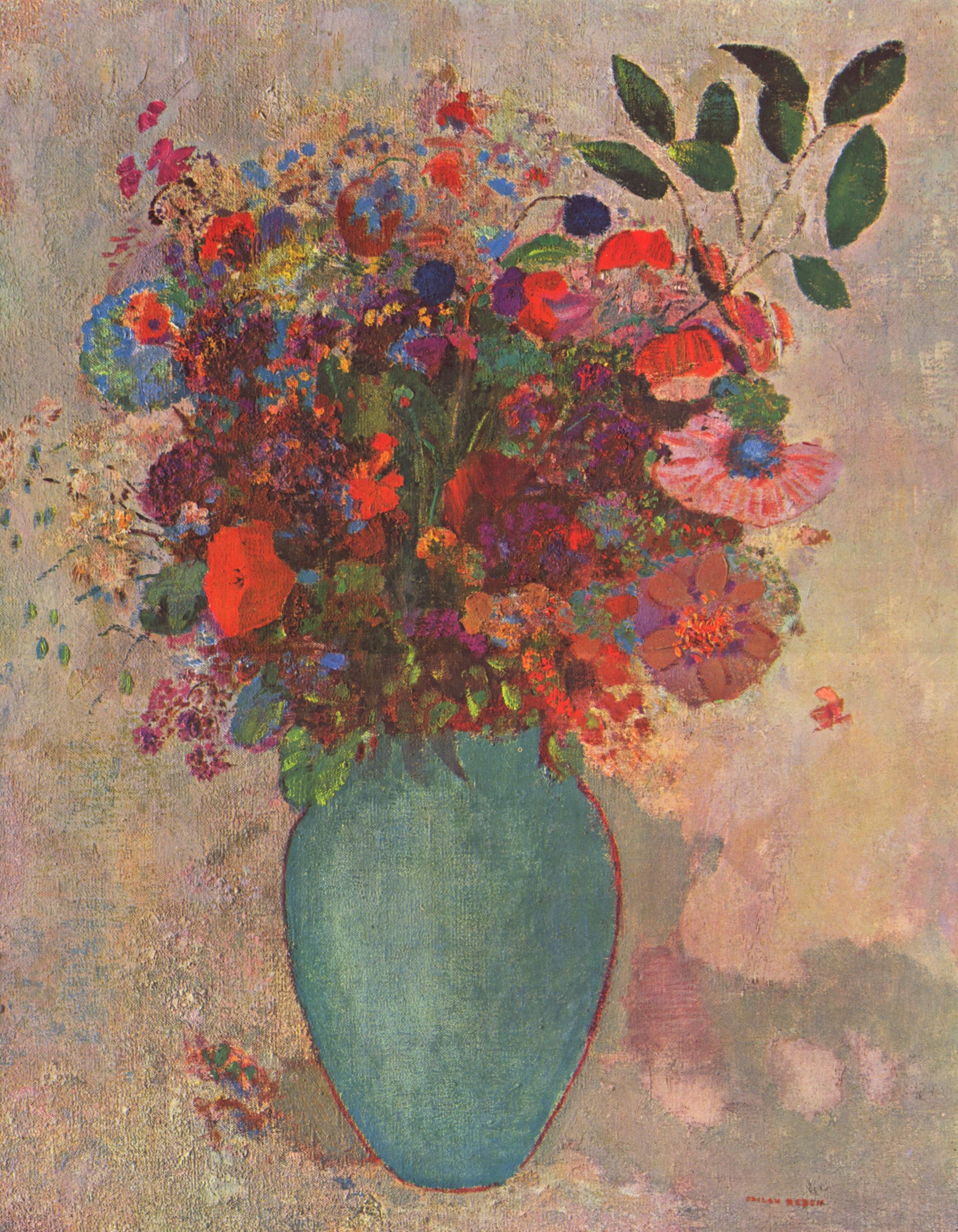 The Turquoise Vase - 奥迪隆·雷东Odilon Redon作品,无水印高清图 - 麦田艺术