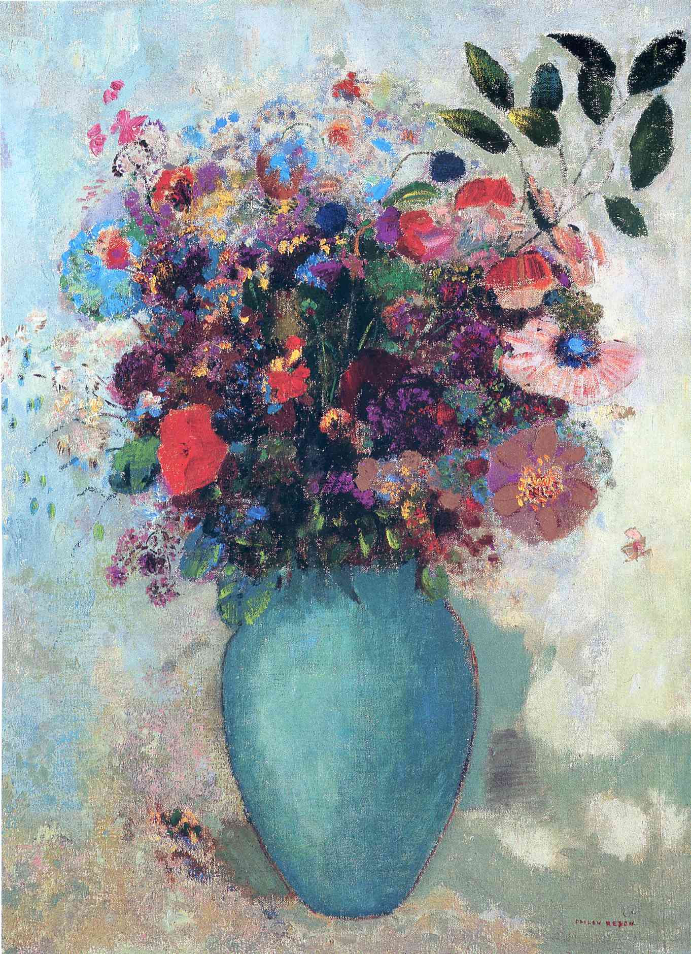 Flowers in a Turquoise Vase - 奥迪隆·雷东Odilon Redon作品,无水印