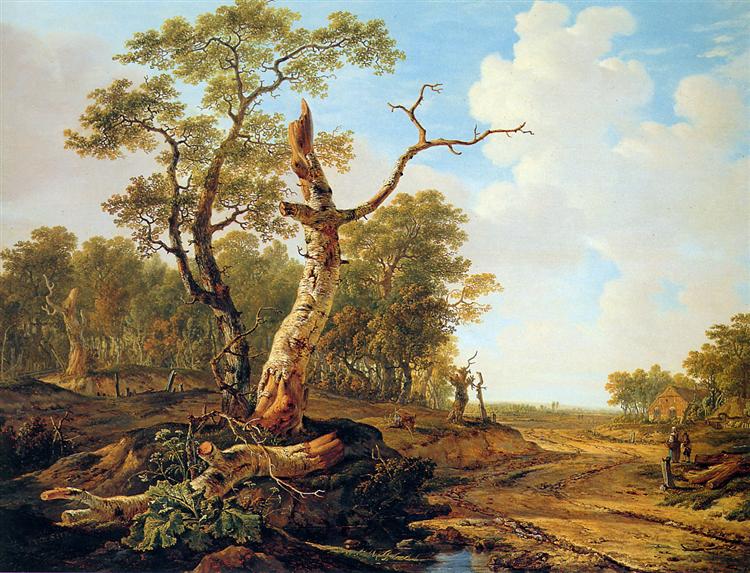 Landscape with dead tree - Jacob van Strij