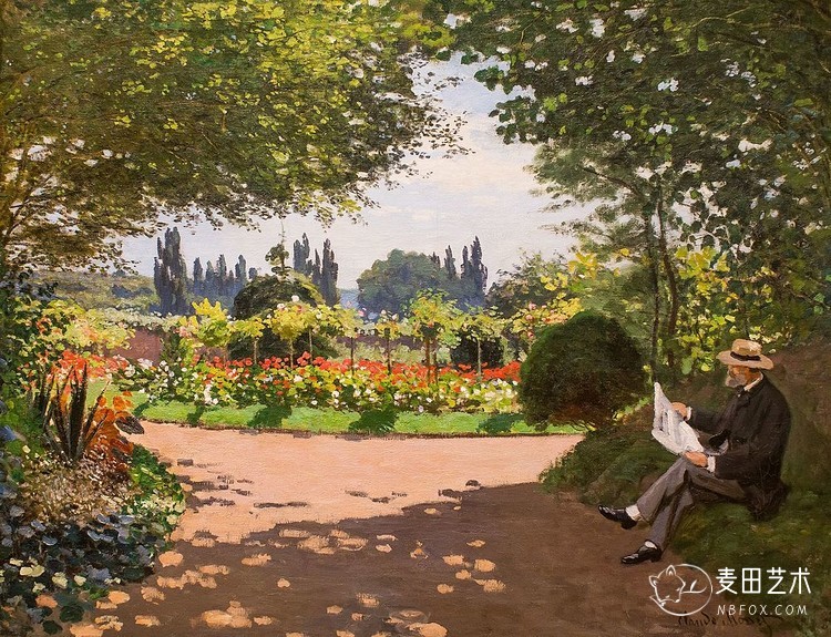 Adolphe Monet Reading in the Garden | 莫奈