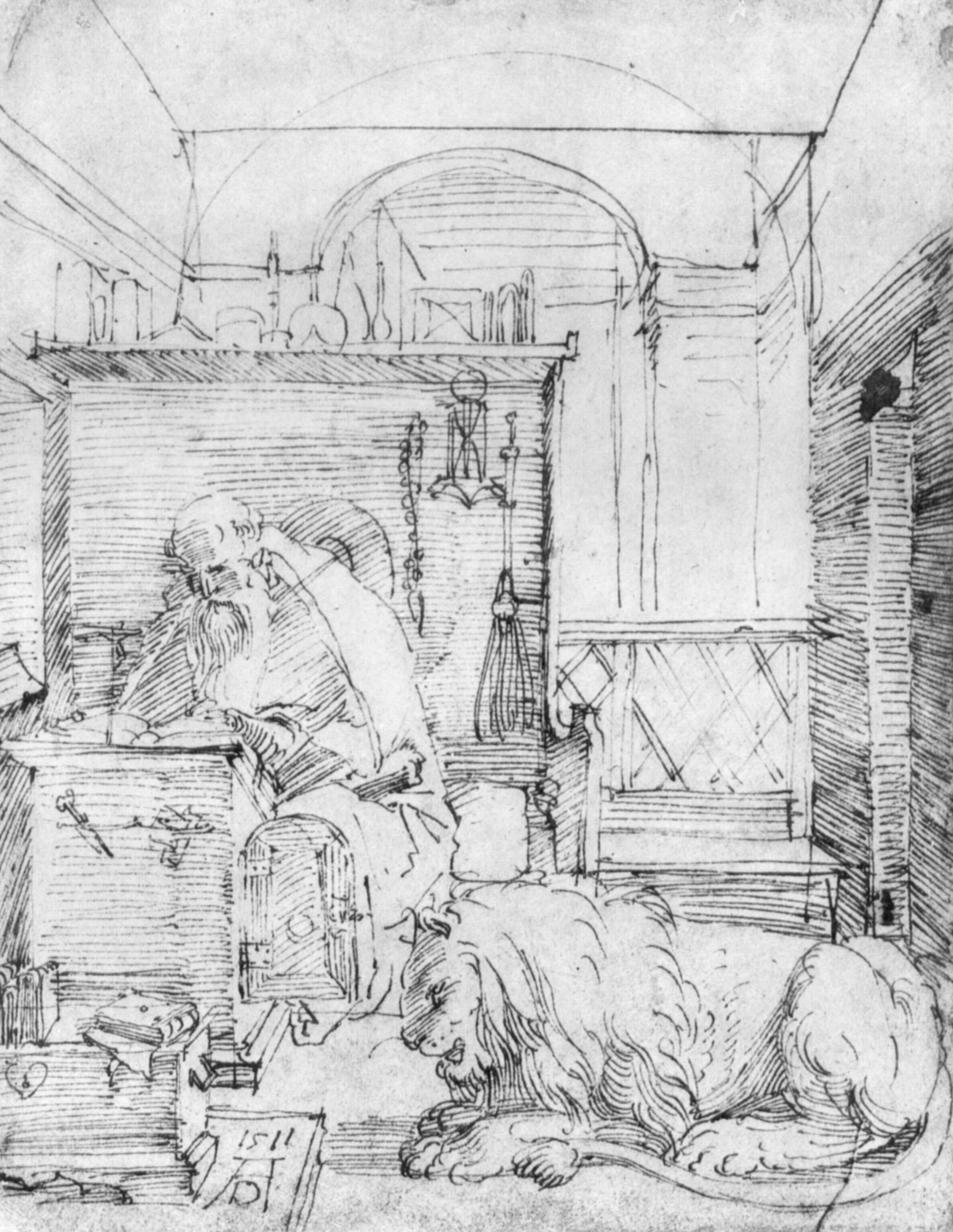 St. Jerome in His Study - 丢勒作品,无水印高清图- 麦田艺术