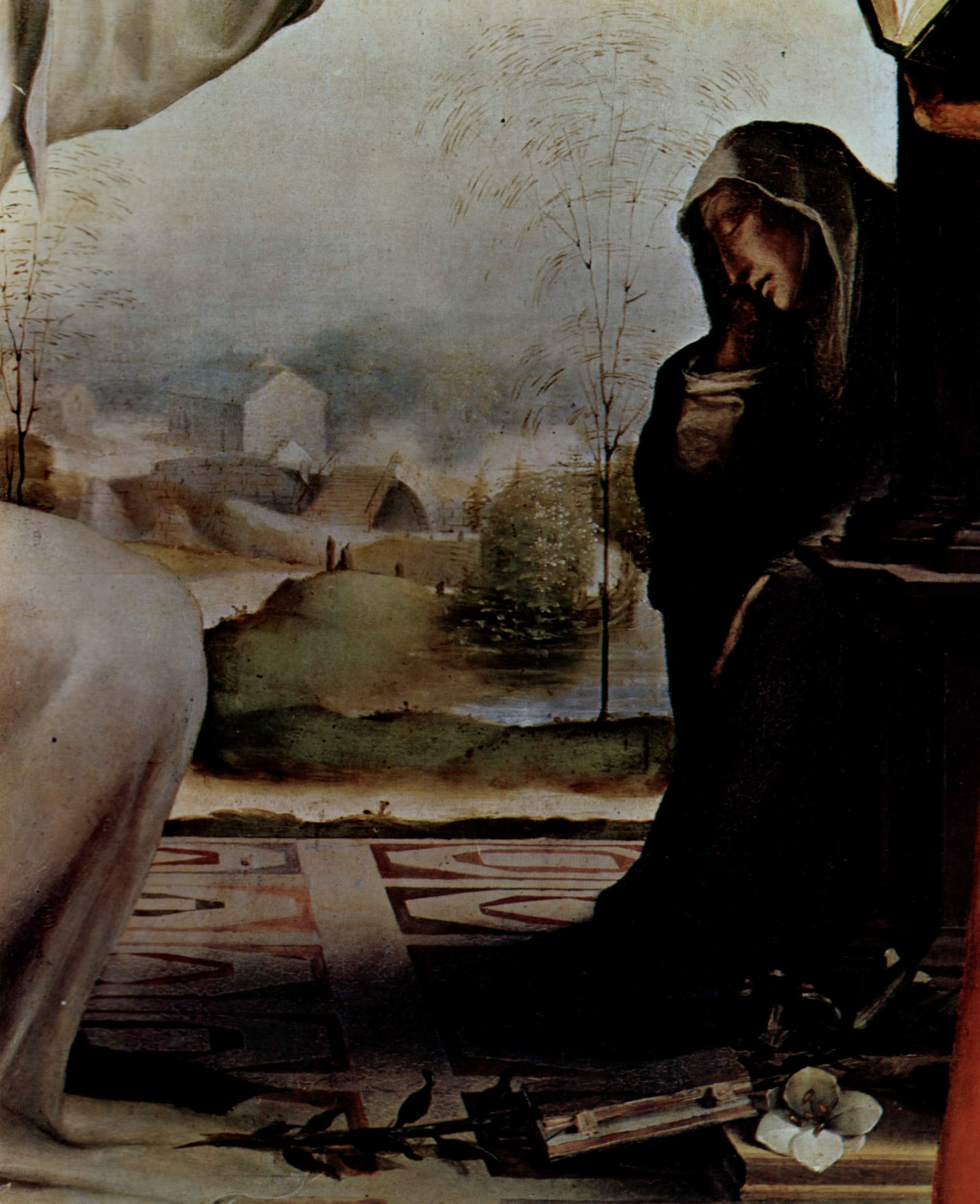 Saint Catherine of Siena receiving the stigmata between Saints Benedict ...