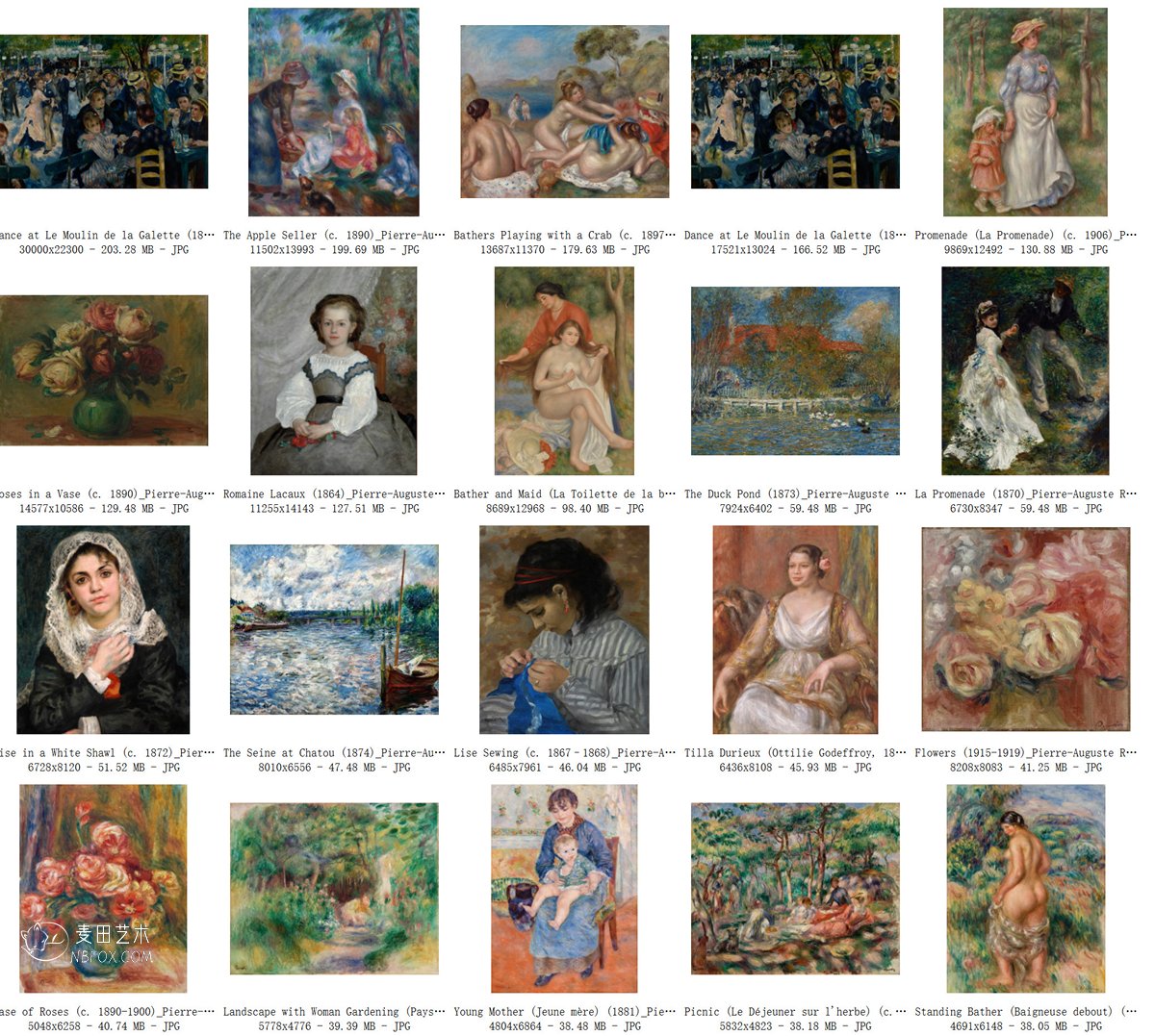 雷诺阿作品高清合集472幅13.4GB百度网盘- 雷诺阿 作品高清大图 - 麦田艺术