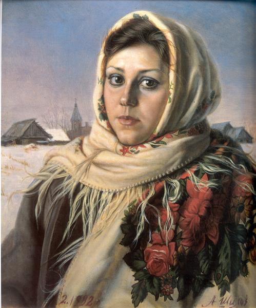 Portrait of Elena Rasumova - Mikhail Nesterov作品,无水印高清图 - 麦田艺术
