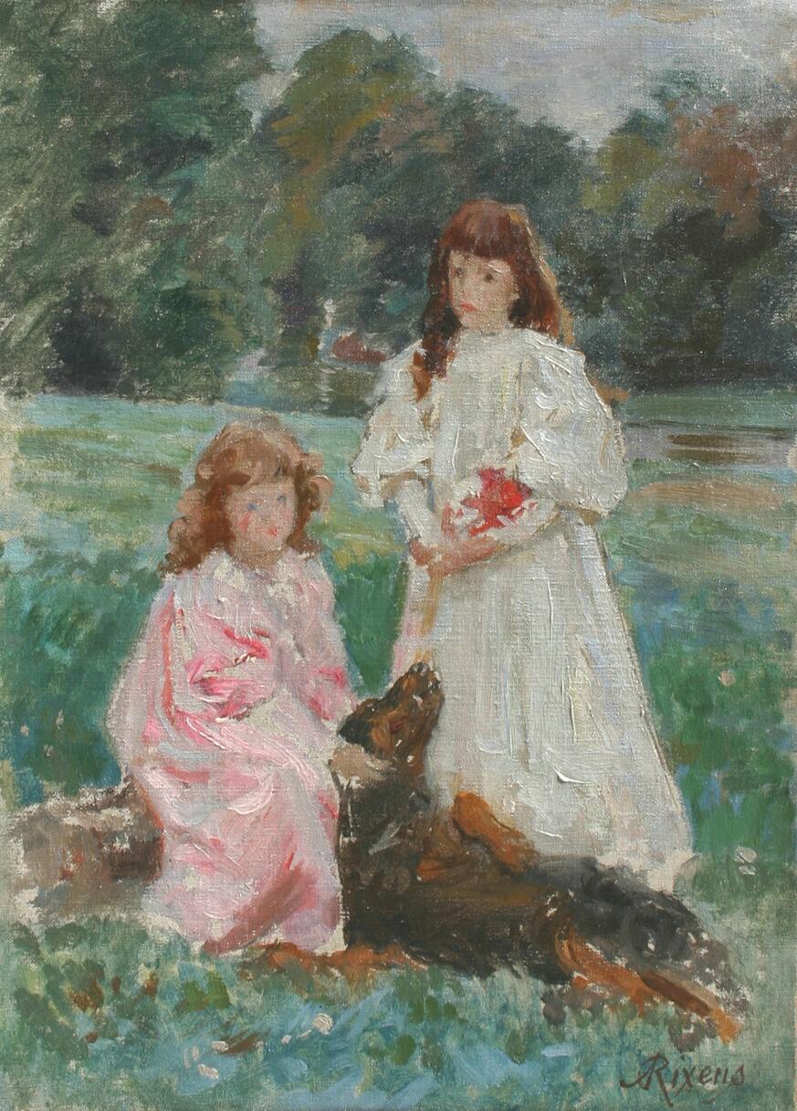 Jean Rixens Study of Amacie and Irene De La Grange - Jean-André Rixens 作品高清图 - 麦田艺术