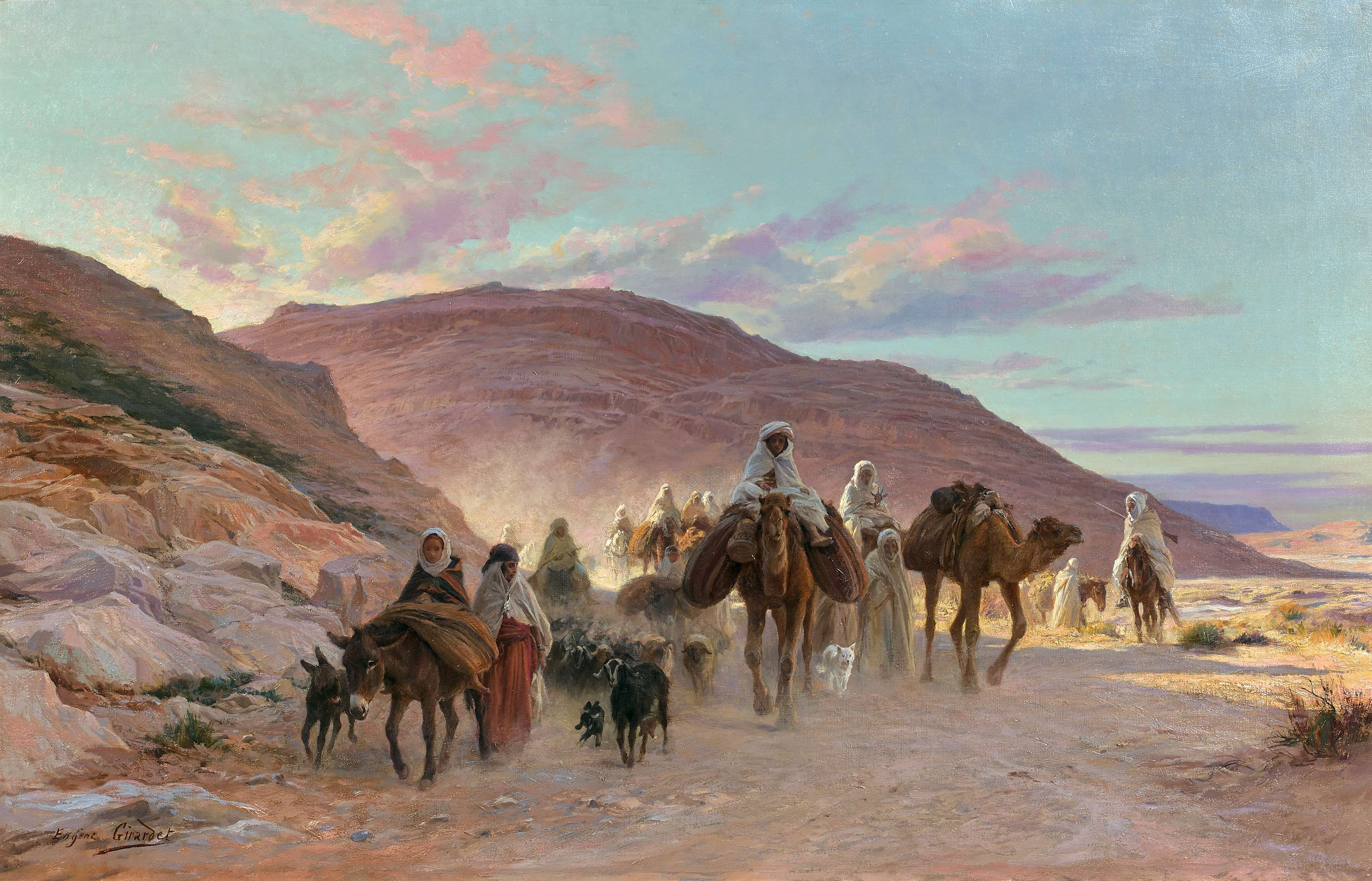 Schneider – Figurines Afrique Du Nord – Caravane Dans Le Désert – 3 Pièces Plomb Peint